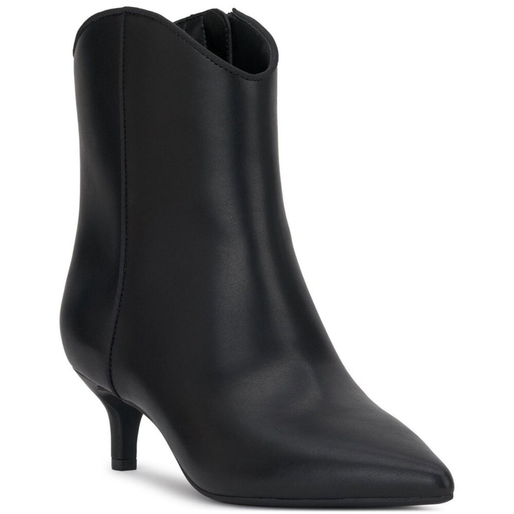 On 34th Womens Aatira Tulip Pointed Toe Zipper Booties Black Smooth Size 6M NIB